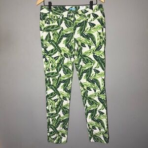 J. McLaughlin Green Leaf Print Lexi Jean Pants size 8